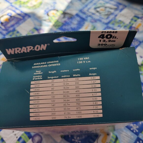 Roof / Gutter Electric De-Icing Cable 40ft - 200 Watts Wrap-On Brand - Picture 4 of 5